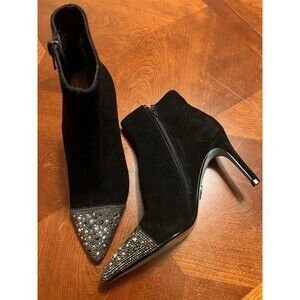 Betsy Johnson Toe Studded  Rhinestone Women’s Ankle Boots Booties Black Sz  8.5